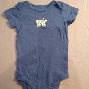 infant graphic design onesie, 6M, 'BEAR HUGS' on white bear